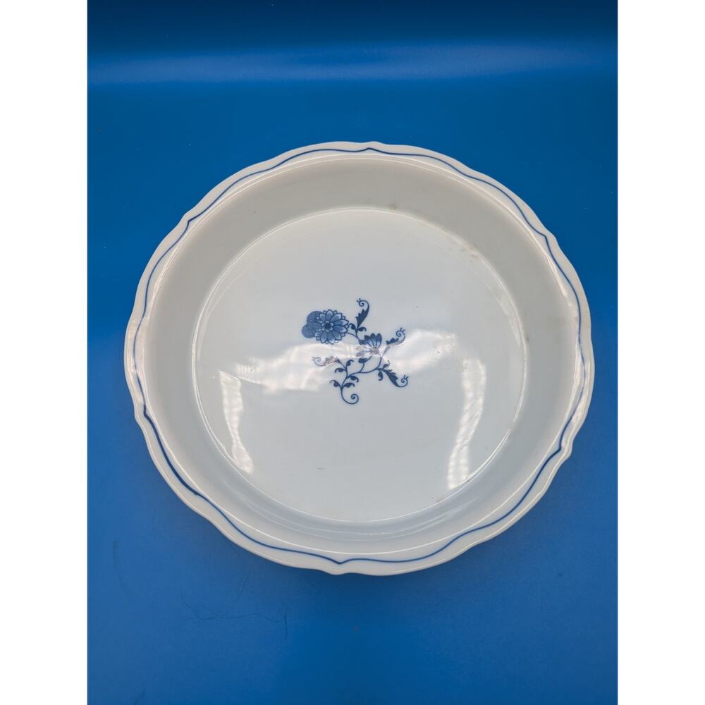 Vintage Blue Danube Blue Onion Pie Serving Plate Scalloped 9.25" x 1.5"